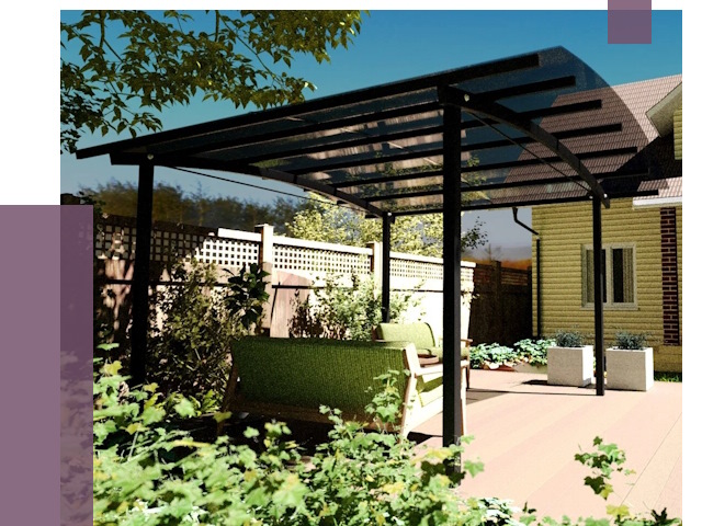 Навесы для террасы в Фрязине от 13241 руб. под ключ | ПРОЛЁТ-Фрз