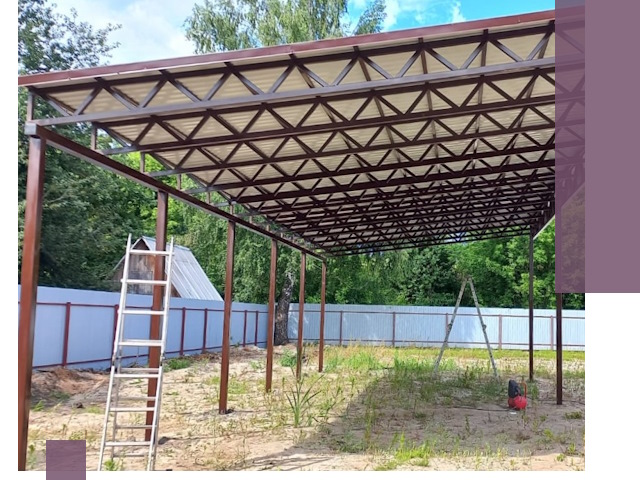 Односкатные навесы под ключ в Фрязине — изготовление и монтаж