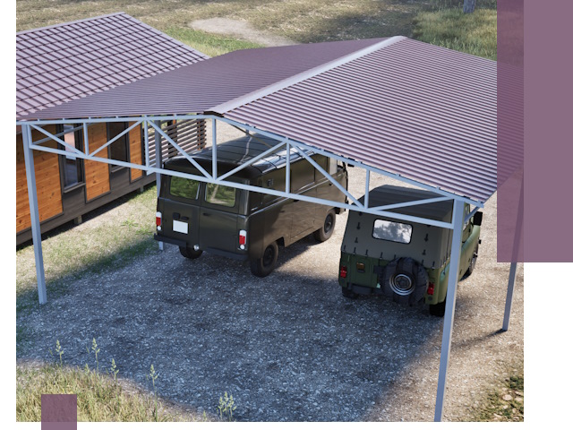 Двускатные навесы под ключ в Фрязине — изготовление и монтаж